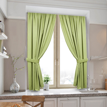 Короткі ніжні штори для кухні Adagio Windows Decor у розмірах 1,4х1,7м -2шт, щільні фіранки з підхватами у салатовому кольорі