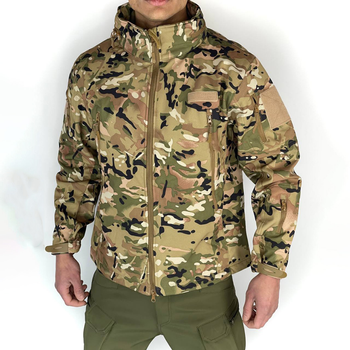 Мужская флисовая Куртка Softshell с капюшном и вентиляционными молниями мультикам размер M