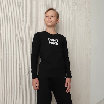 Лонгслив подростковый для мальчика Gbi Teens Don't touch Черный на рост 146 (13752)