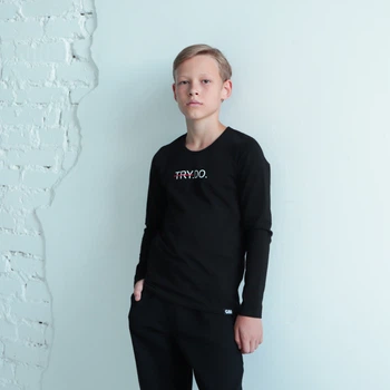 Лонгслів підлітковий для хлопчика Gbi Teens Try.Do Чорний на зріст 146 (13754)