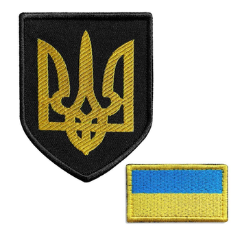 Набор шевронов 2 шт с липучкой Трезубец 7х9 см и Флаг Украины 5х3 см