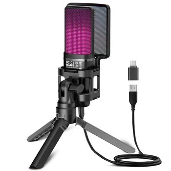 Микрофон для компьютера с RGB подсветкой и поп-фильтром ZealSound A68 Конденсаторный микрофон для пк Для стрима , гейминга и блогеров 395493027