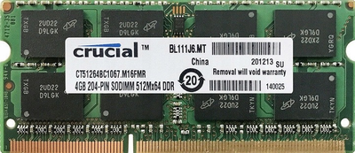 Пам'ять Crucial 4 GB SO-DIMM DDR3 1066 MHz (CT51264BC1067)