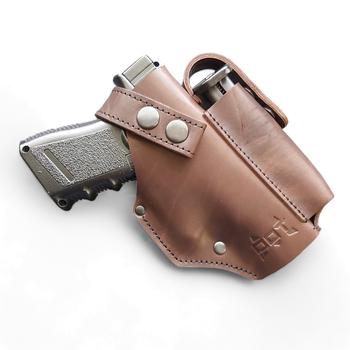 Кобура для Glock 19 поясная на скобе коричневая (GL19002)