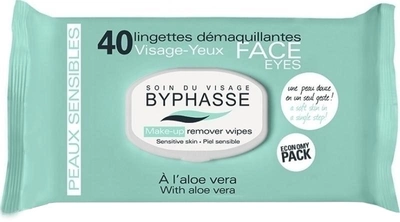 Вологі серветки для зняття макіяжу Byphasse Makeup Remover Wipes Aloe Vera Sensitive Skin 40 шт (8436097092802)