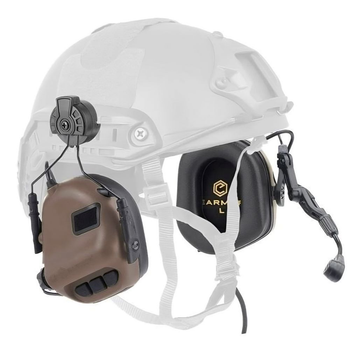 Активні захисні навушники Earmor M32H MOD3 (CB) Coyote Brown з гарнітурою та кріпленням на шолом