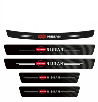 Наклейки на пороги і задній бампер заокруглена карбонові Nissan всі моделі