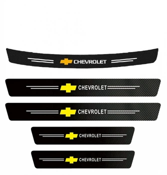 Наклейки на пороги и задний бампер округленная карбоновые Chevrolet все модели