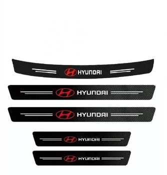 Наклейки на пороги и задний бампер округленная карбоновые Hyundai все модели