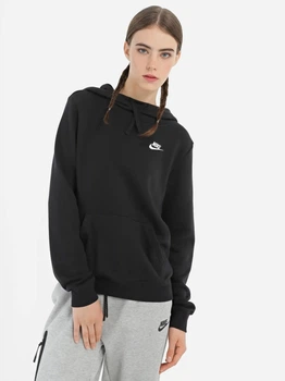 Худи теплое женское Nike Club Fleece Hoodie DQ5415-010 XS Black/White (196149262383)