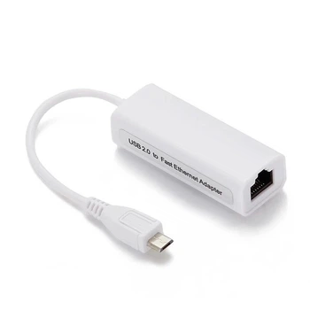 Сетевой адаптер переходник Micro USB - Ethernet RJ45 LAN (100 мбит/с) White (48591)
