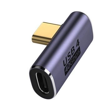Угловой переходник USB Type-C (M/F) PD100W 8K 40Gbps Smart Chip Metal (485840)