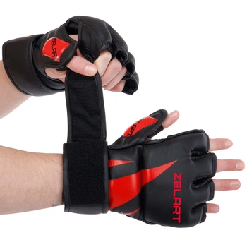 Перчатки для смешанных единоборств MMA PU Zelart (р-р XL, Черно-красный) (BO-8355_Черно-красный_XL)