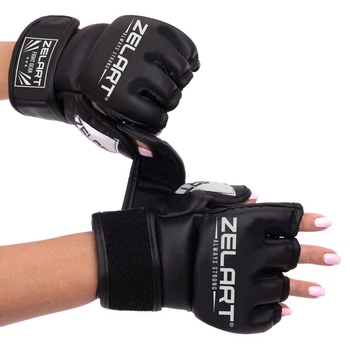Перчатки для смешанных единоборств MMA Zelart BO-5699 XXS черный-белый