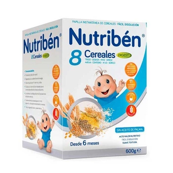 Дитяча мультизлакова каша Nutriben Nutribn Papilla 8 Cereals Digest 600 г (8430094056492)