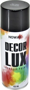 Краска аэрозольная (Nowax) Decor Lux Черный глянец 450мл. (RAL 9005) (NX48010/NX65010)