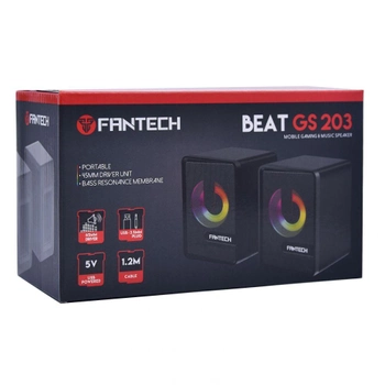Колонки для ПК и ноутбука Fantech GS203 Beat USB - 2.0 / AUX 3.5mm, мощностью 2x3W,RGB подсветка Black
