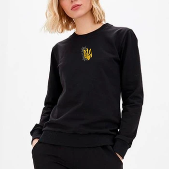 Світшот легкий з вишивкою тризубця 02-3 жіноча Чорний XL (459036-17-3)
