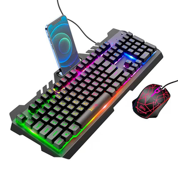 Игровой набор Клавиатура и Мышь 2в1 HOCO DI16 (UA/RU/ENG раскладка/RGB подсветка) | USB | Black