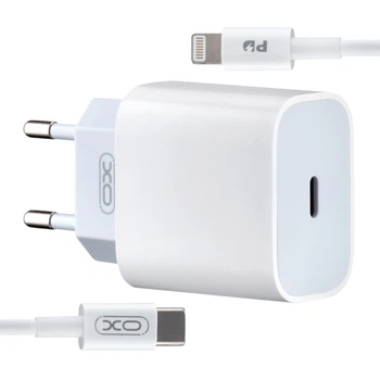 Сетевое зарядное устройство XO L77 EU 20W Fast charger with Lightning cable (Type to Lightning) White