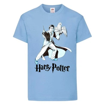 Футболка детская Гарри Поттер 007 (Harry Potter) голубая (HPO lbl 007) 152 см