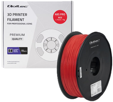ABS filament Qoltec Professional do druku 3D 1.75 mm 1 kg Red (5901878506814)