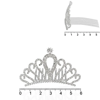Діадема-гребінь зі стразами 6см срібляста (15239)