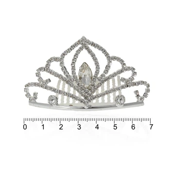 Діадема-гребінь зі стразами 8см срібляста (14237)