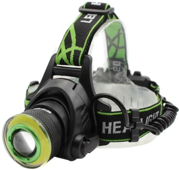 Налобный LED фонарь RB-107 универсальный на голову аккумуляторный 2x18650 T6+LED Zoom microUSB