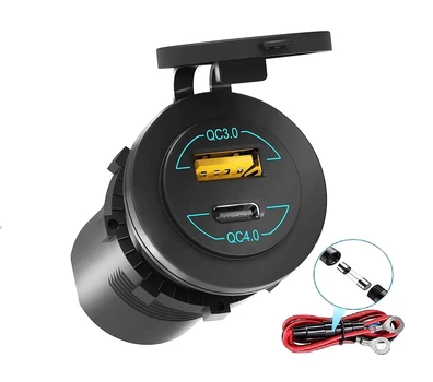 Адаптер врізний USB зарядка для ноутбука для ноутбука QC 3.0 + QC 4.0 PD Type-C 60W