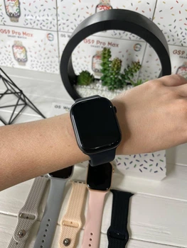 Умные смарт-годинник Smart Watch GS9 Pro Мах украинское меню безрамочный экран 45 мм black