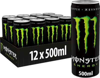 Упаковка безалкогольного енергетичного сильногазованого напою Monster Energy 500 мл х 12 банок (5060947547391)