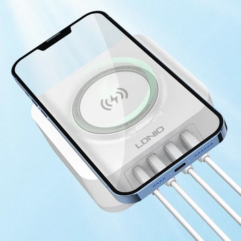 Беспроводная зарядка Ldnio AW004 с хабом (PD 32W, 3хUSB, 1Type-C, 220v, быстрая зарядка) - Белый