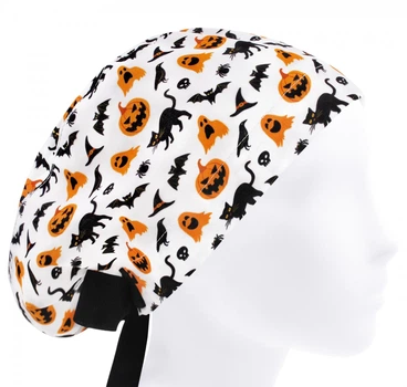 Медицинская шапочка женская HeadwearUniverse универсальная принт Летучая мышь паук тыква
