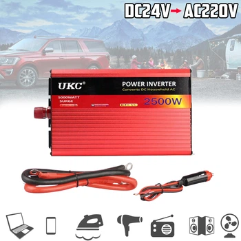 Преобразователь тока автомобильный UKC 24V-220V AC/DC AR2500M 24V инвертор в машину с USB и функцией плавного пуска 2500W