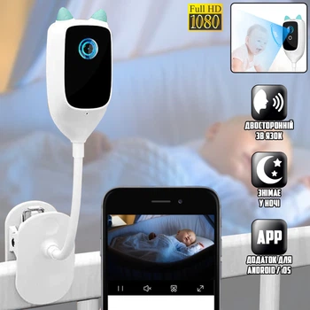 Відеоняня з двостороннім аудіо зв'язком Smart Home 1C Wifi IP-камера, функція нічного бачення, microSD, завантаження в хмару