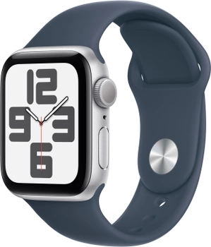 Смарт-годинник Apple Watch SE (2023) GPS 40mm Silver Aluminium Case with Storm Blue Sport Band - M/L (MRE23)