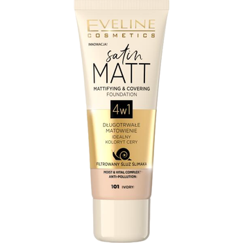 Podkład matujący Eveline Satin Matt Mattifying & Covering 4in1 101 Ivory 30ml (5901761997613)