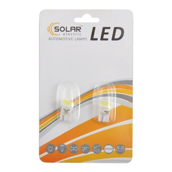 Автолампа Solar LED 12V T10 W2.1x9.5d 1COB 48LM white, 2шт LC331_B2