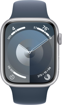 Смарт-годинник Apple Watch Series 9 GPS 45mm Silver Aluminium Case with Storm Blue Sport Band - S/M (MR9D3)