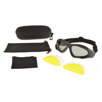 Тактичні окуляри на резинці, чорні. 3 лінзи. 3-36975