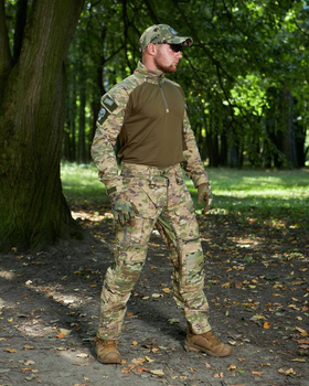 Військова тактична форма Мультикам з наколінниками, літня військова форма мультикам Multicam костюм демісезонний 50