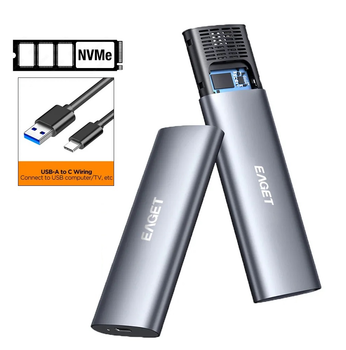 Зовнішня кишеня EAGET М6 М.2 NVMe PCIe на Type-C Full Speed ​​10 Gbps (Сірий)