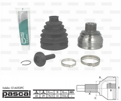 ШРУС PASCAL G1A053PC Audi A4, A5, A8 8K0407305E, 8K0498099A, 8K0498099AX