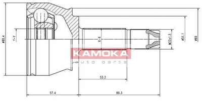 ШРУС KAMOKA 7136 Fiat Doblo 46307572, 46307913, 46308205