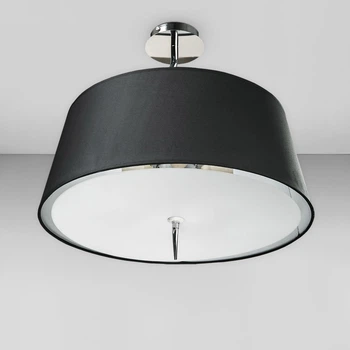 Люстра потолочная с абажуром Light House DL-19156/4 хром, плафон черный с белым