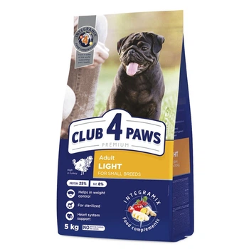 Сухий корм Club 4 Paws Adult Small Breeds Light - сухий корм з індичкою для дорослих собак малих порід схильних до ожиріння (контроль ваги) 5 кг