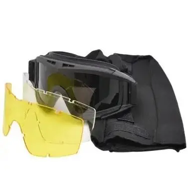 Тактические защитные очки Сombat со сменными линзами (3 шт.) Черная