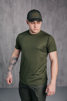 Мужская футболка оливковая потоотводная тактическая Coolmax 56