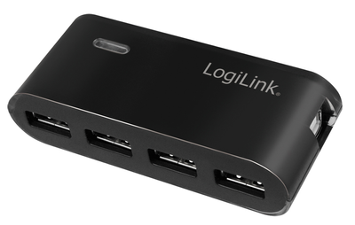 USB-хаб Logilink на 4 USB 2.0 порти з блоком живлення чорний (4052792004410)